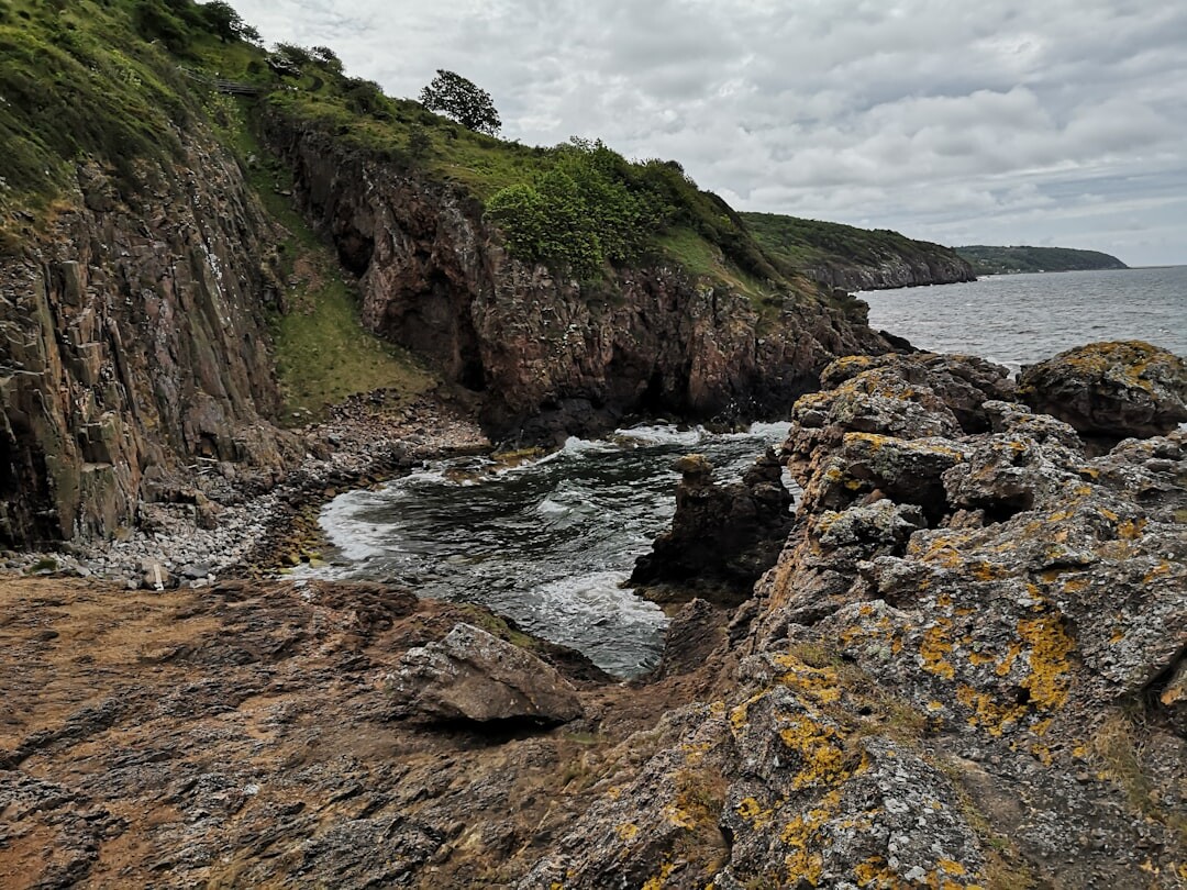 Rocky sea cliffs on the coast of Bornholm