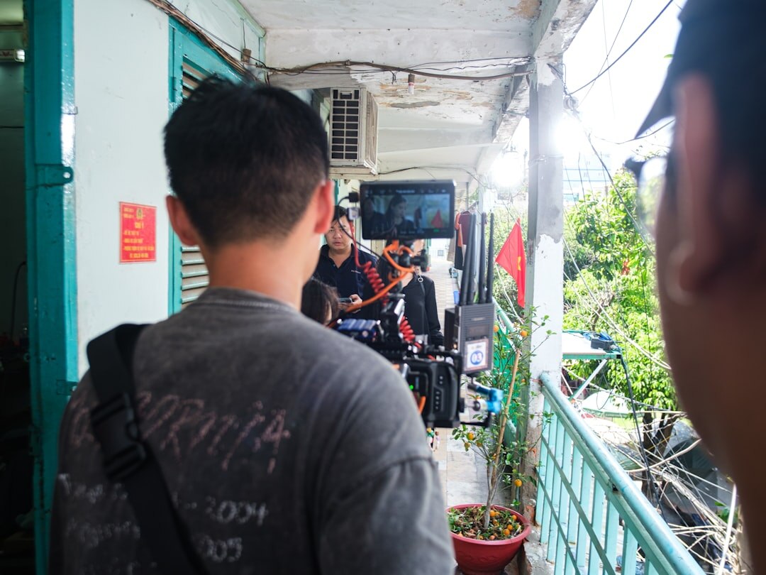 photographer talking to resident