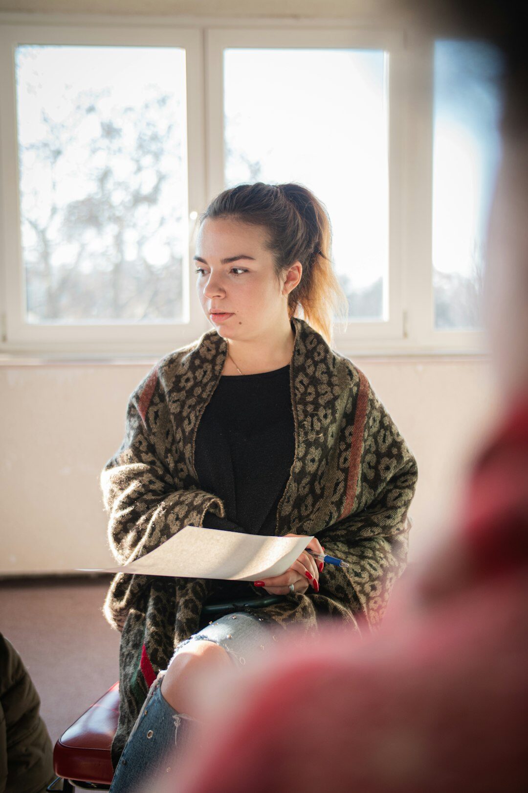 young woman sharing story