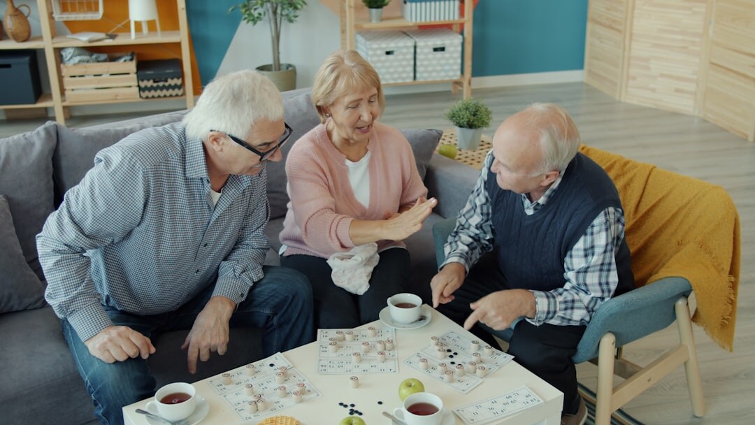 elderly people sharing meal